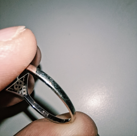 925 Silver Traingle and Moon Ring - Picture 3 of 4